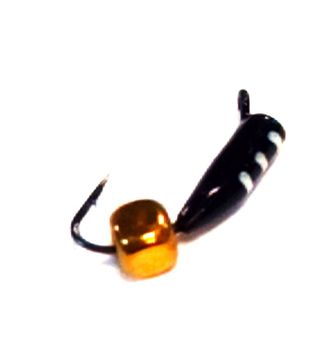 Мормышка вольфрамовая Столбик чёрн куб латунь вес.0.42gr.12mm. d-2.0mm,