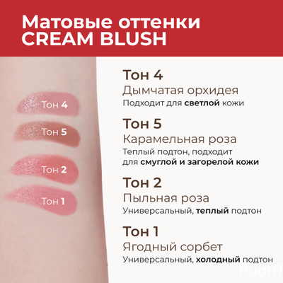 ART VISAGE Кремовые румяна "CREAM BLUSH" | Арт Визаж Тон 01 ягодный сорбет