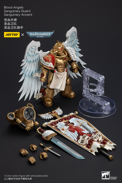 Знаменосец Сангвинарной гвардии Кровавых Ангелов (Warhammer 40k) - КОЛЛЕКЦИОННАЯ ФИГУРКА 1/18 Blood Angels Sanguinary Guard Sanguinary Ancient (JT6199) - JOYTOY