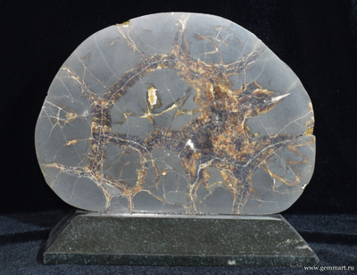 Септария - полированный спил на подставке из камня. 190*103*172мм