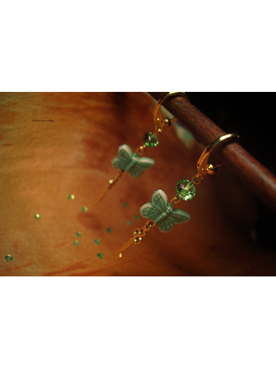 Серьги с бабочками и ключиками &quot;Сказка о Салаточке&quot;