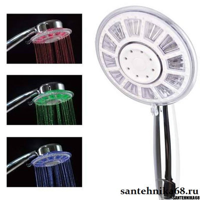 Лейка для душа EUROLIGHT с подсветкой 479-90 3 цвета меняются в зависимости от температуры воды