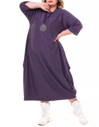 Платье женское бохо Арт. 17906-6375 (Цвет баклажан) Размеры 50-68