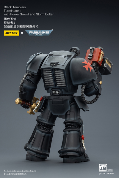 Терминатор Черных Храмовников (Warhammer 40K) - КОЛЛЕКЦИОННАЯ ФИГУРКА 1/18 Black Templars Terminator with Power Sword and Storm Bolter (JT03097) - JOYTOY