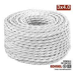 витой провод 3х4 белый шелк