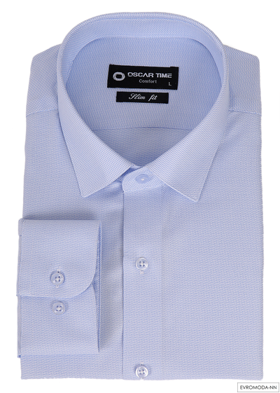 Рубашка мужская Оскар-time голубая фактурная с длинным рукавом, приталенная, оскар-тайм