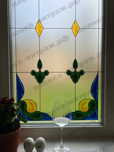 Витражная пленка, витражная пленка самоклеющаяся, пленочный витраж с фацетом