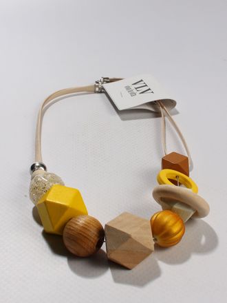 Колье "Ромбы два кольца"  желтое