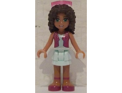 Friends Andrea - Light Aqua Layered Skirt, Magenta Vest Top, White Sequined Cloth Skirt, Sunglasses, n/a (frnd145)