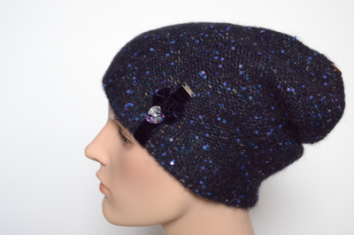 Синяя меланжевая шапка с украшением Vizio Италия 6926 CL