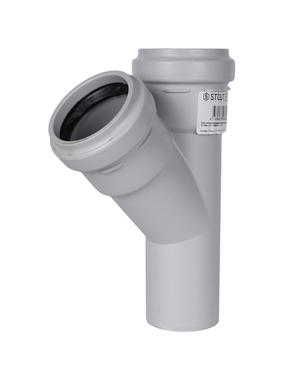 Тройник канализационный STOUT D 58х58 / 45° бесшумный (Арт. SKB-0015-585845)