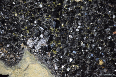 Меланит (разн. граната), друза, с пиритом, эпидотом, самородной медью - 310*235*100мм (ААА)