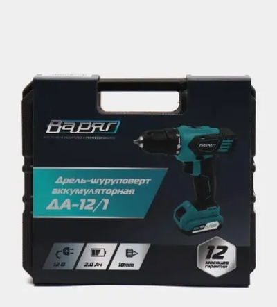 Дрель аккумуляторная ВАРЯГ ДА-12/1 кейс, 1 АКБ
