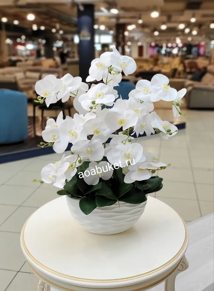 1.2 Искусственные цветы орхидеи в кашпо для декора
