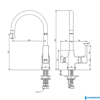 Смеситель для кухни Ursus LM7261BL, с подключением к фильтру