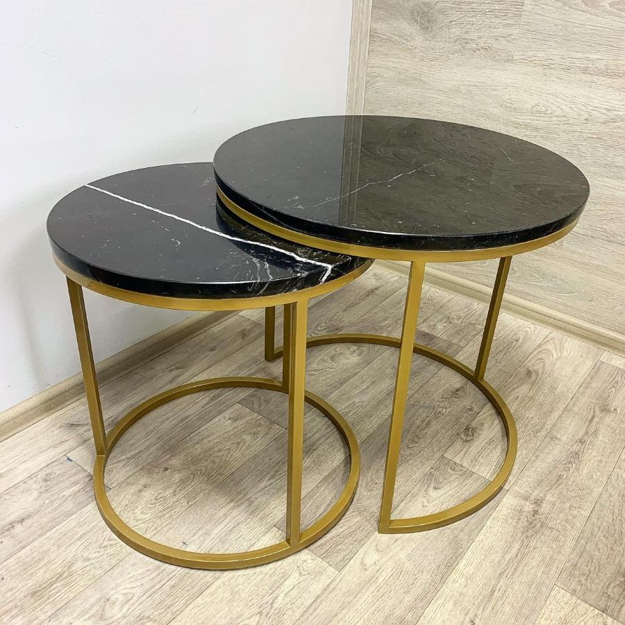 комплект журнальных столиков из мрамора Black Marquina