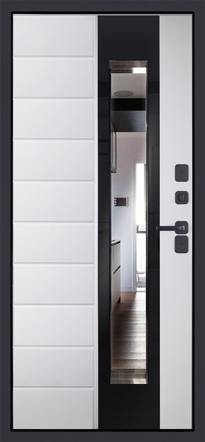 Стальная дверь   Снегирь с окном (терморазрыв 3к). Заказная модель.