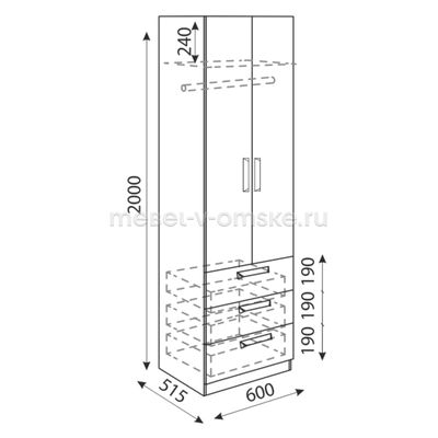Шкаф с ящиками Дуглас М4