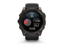 Умные часы Garmin Fenix 8 - 43 мм, AMOLED Sapphire, титановый угольно-черный DLC, пепельно-серый ремешок (010-02903-21)