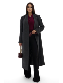 Приталенное пальто с прорезными карманами (темно-серый)