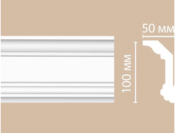 Потолочный плинтус из полиуретана с гладким профилем DECOMASTER (Декомастер) - 96321 (100х50х2400мм)