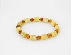 Браслет из натурального янтаря "Бочонок" на резинке 05845