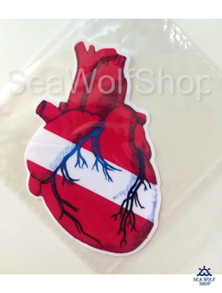 Наклейка сувенир оракал Флаг-сердце №15