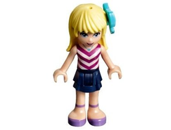 Friends Stephanie - Dark Blue Layered Skirt, Magenta and White V-Striped Top, Medium Azure Bow, n/a (frnd184)