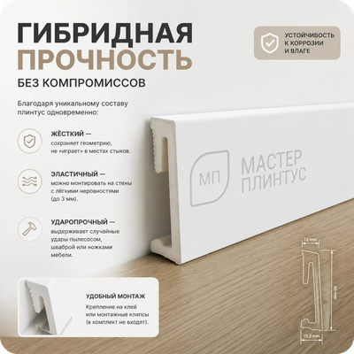 Плинтус напольный Salag Alpha 60*15*2400 мм. AP61U1 Белый