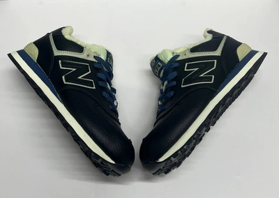 New Balance 574 Leather Blue с мехом