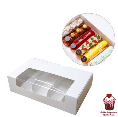 Коробка для эклеров и эскимо с окном белая, 5 ячеек, 25х15х6,5 см