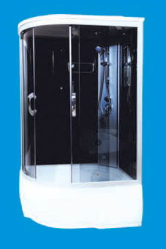 Душевая кабина Водный Мир ВМ-8802 L/R, СТАНДАРТ, Высокий поддон, задние стекла чёрные, передние стекла тонированные, 120x85x215 см.