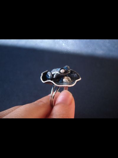 Мистическое кольцо с лягушкой "Лунная принцесса"