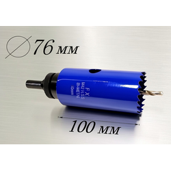 коронка биметаллическая диаметр 76 мм глубина 100 мм