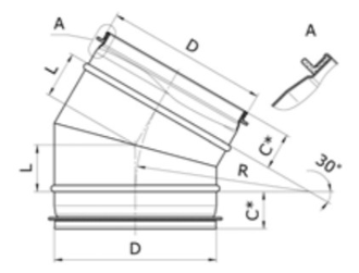Отвод 30 градусов (круглый)
