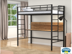 Кровать-чердак Амстердам Черный стол дуб крафт табак