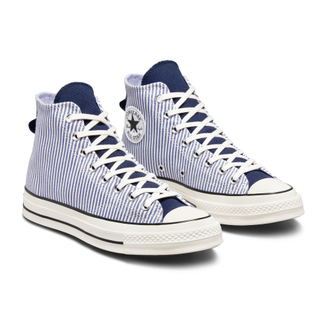 Кеды Converse Chuck 70 Crafted Stripe голубые высокие в полоску