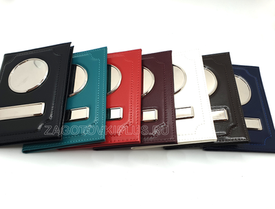 Обложка коричневая из нат. глянцевой кожи без надписи для авто документов с линзами(золотые вставки)
