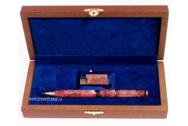 Подарочный бизнес набор ручка и флешка из родонита 