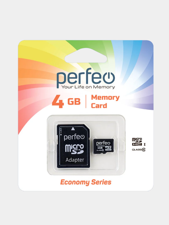 Карта памяти Perfeo microSD 4GB High-Capacity (Class 10) economy series