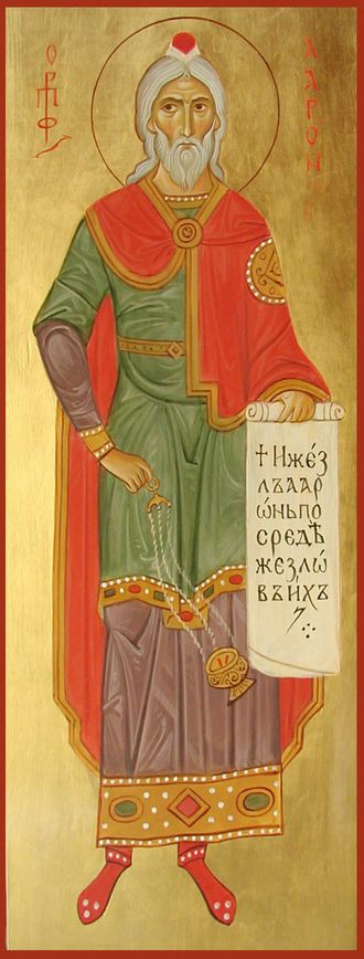 Аарон Первосвященник, Святой Праотец. Рукописная православная икона.