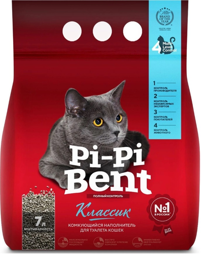 Наполнитель для кошек Pi-Pi-Bent Классик комкующийся 7 л