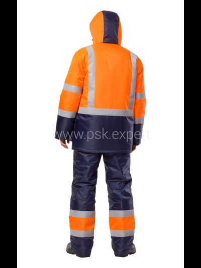 Костюм ТРАССА-ЗИМА с п/к, цв. оранжевый/синий, тк. Оксфорд