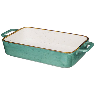 БЛЮДО ДЛЯ ЗАПЕКАНИЯ С КРЫШКОЙ "ПРИРОДА" 35*17*7,5 см 1500 мл МЯТНОЕ