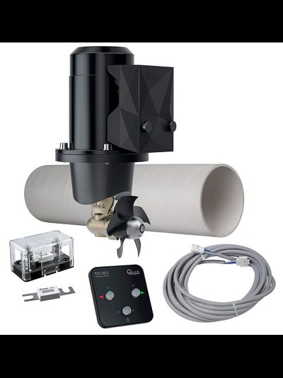 Электрическое подруливающее устройство QUICK BTQ 125, 12В, УПОР 40 КГС в комплекте со стеклопластиковым тоннелем диаметром 125 мм, кабелем и пультом управления, мощность 2,2 кВт, ДЛЯ СУДОВ ДЛИННОЙ ОТ 7 ДО 9 МЕТРОВ  (KIT)