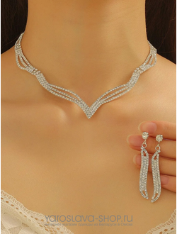 Модель : АЛ-351.Комплект ожерелье V-образной формы и серьги.