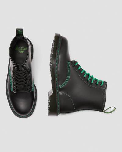 Ботинки Dr. Martens 1460 Black Smooth Contrast Green Stitch мужские