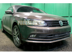 Защита радиатора Volkswagen Jetta VI 2015- (3 части) black