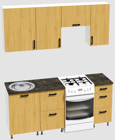 Кухня эконом 1,5 метра (600х500х400) Цвет: Дуб Сонома/Дуб Сонома