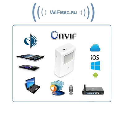 Охранная IP WiFi-LAN видеокамера с ночным видением и аудиоканалом (корпус ИК датчика), встроенный DVR. HD